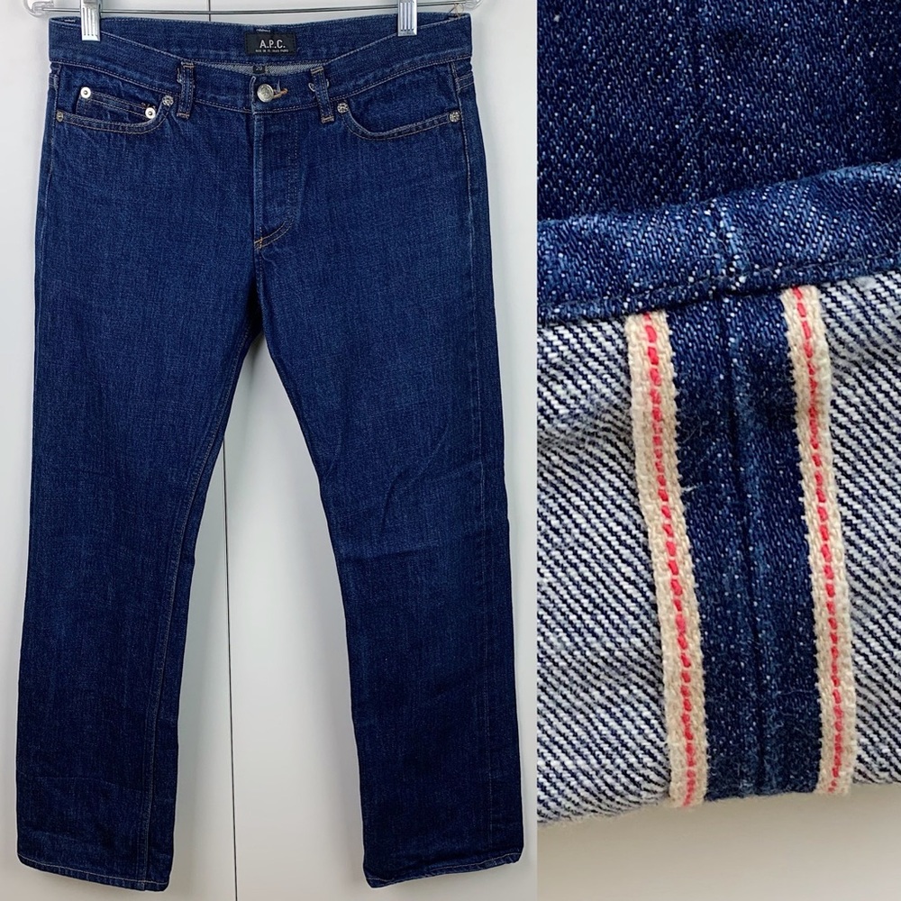 A.P.C. Selvedge Dark Blue Denim Slim Straight Leg Mid Rise Jean Size 29